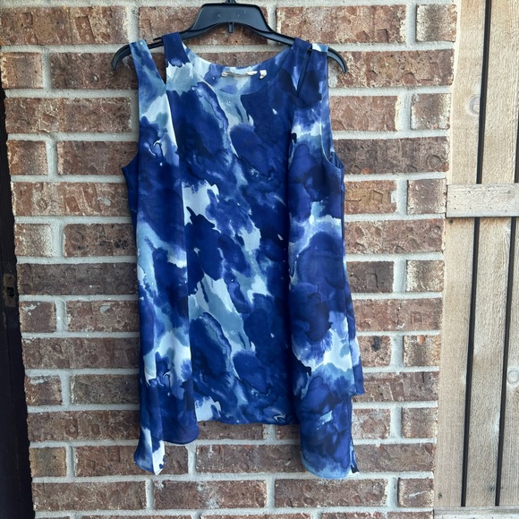 Soft Surroundings Mirabella Blue Watercolor Layered Tunic top - Picture 2 of 7